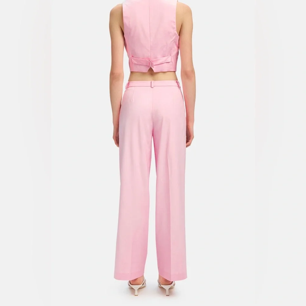 Bardot Callista  High Rise Pleated‎ Wide Leg Pants Size L Women’s Lili Pink